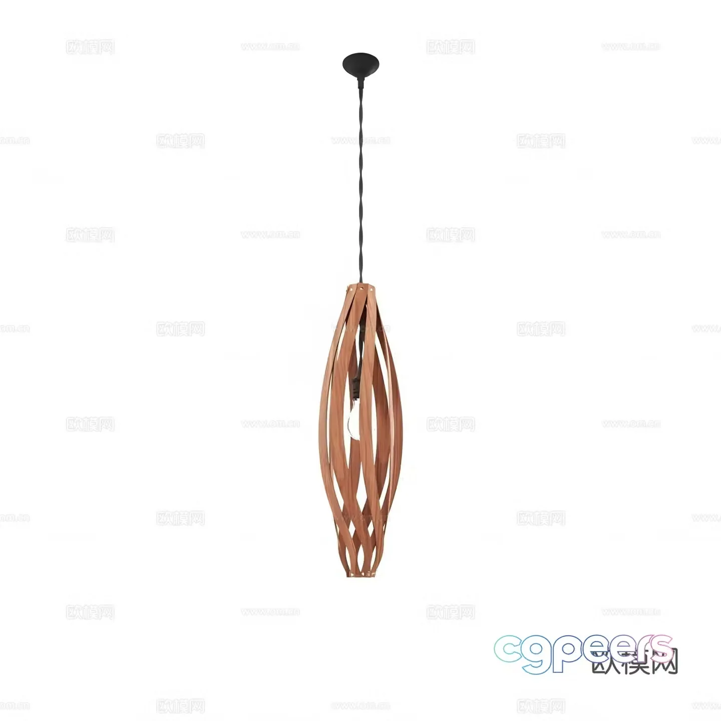 3D model of small chandelier in log style