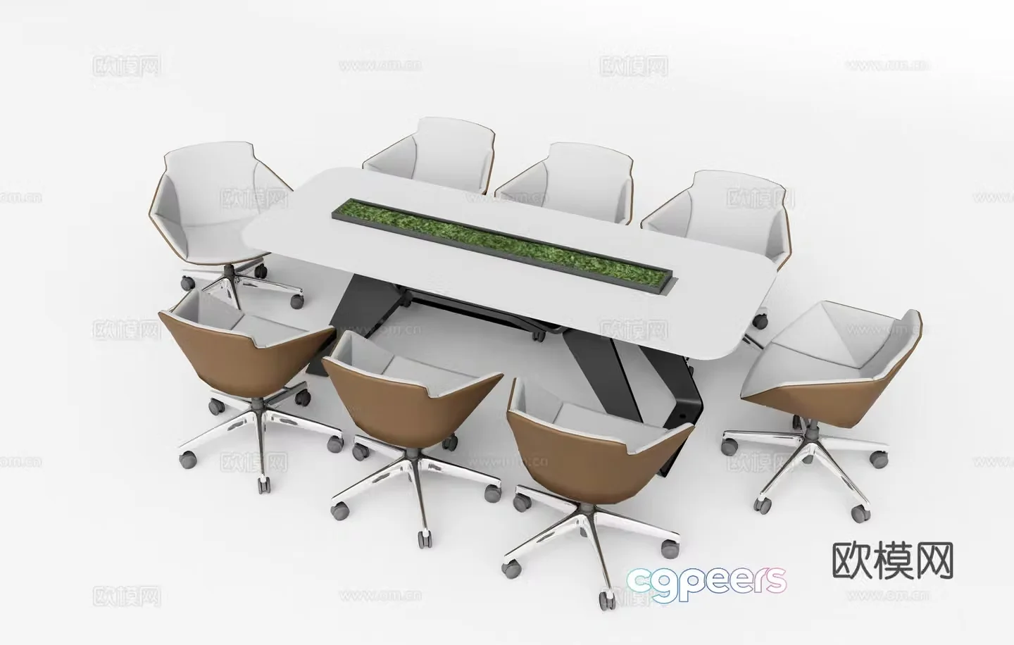Modern conference table and chairs 3d model
