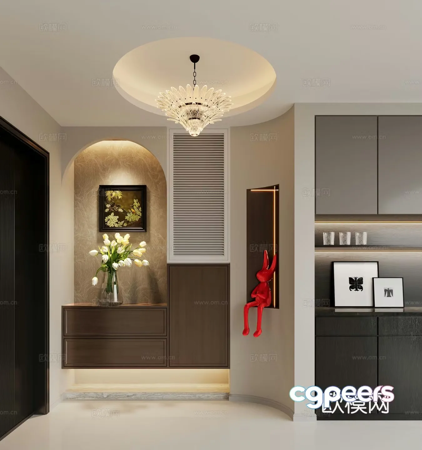 Modern entrance door entrance door shoe cabinet entrance door shoe cabinet 3d model