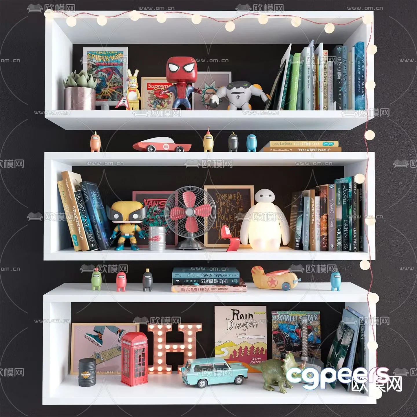 Modern children’s toys books decorative ornaments 3d model