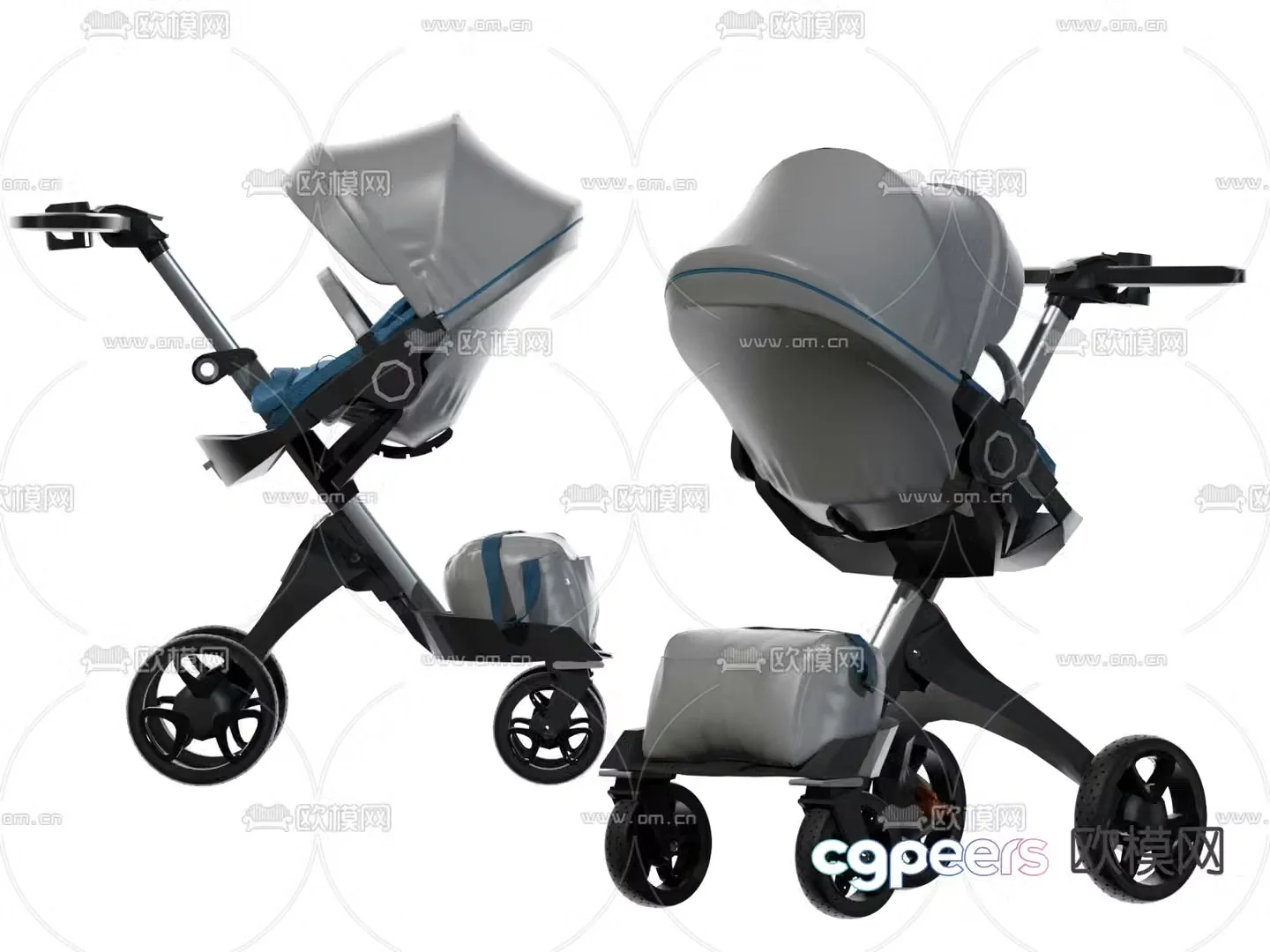 Modern baby stroller 3d model