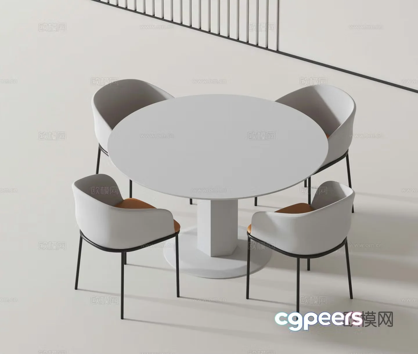 Modern casual table and chair 3d model