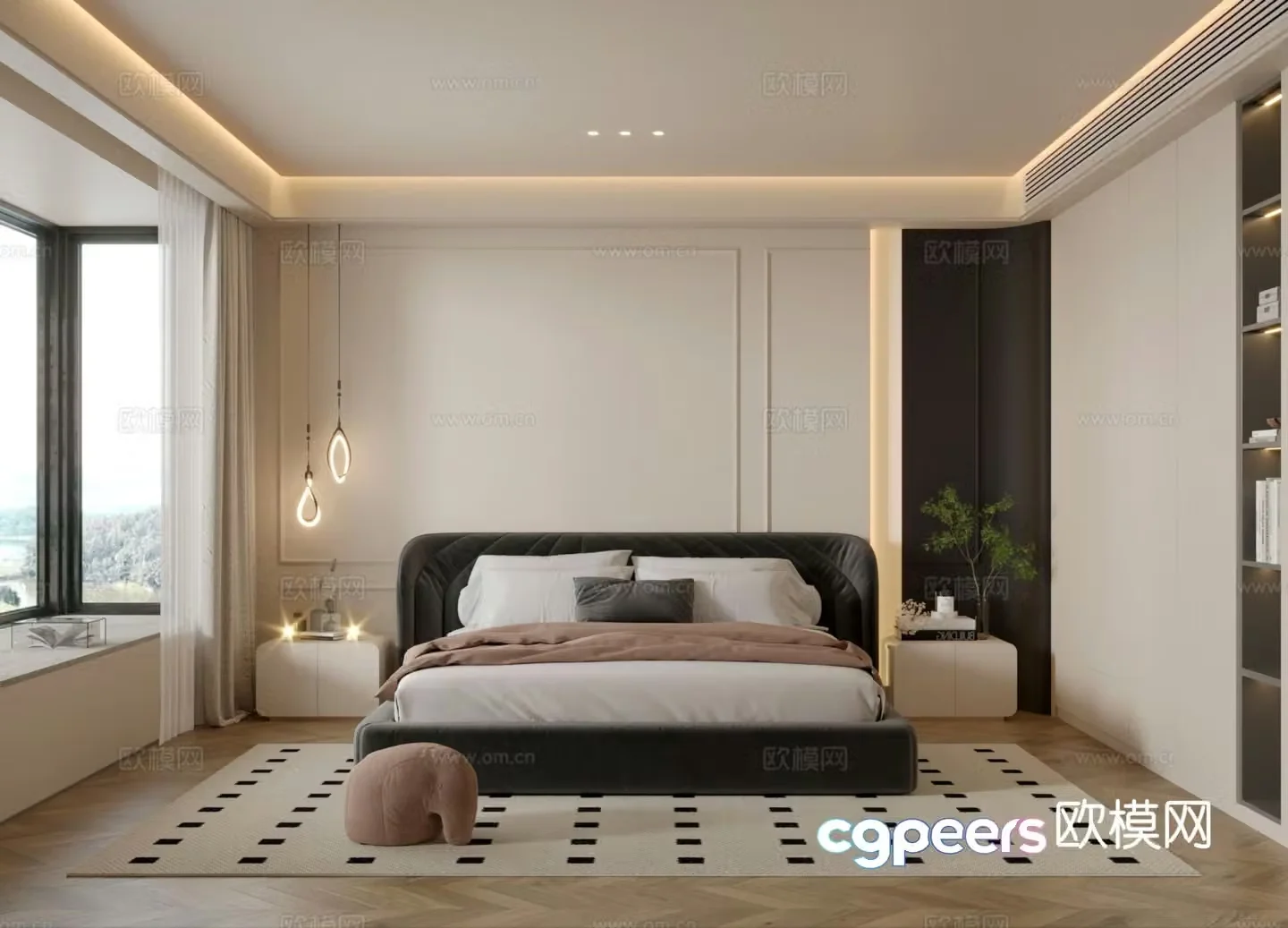 Cream style bedroom master bedroom 3d model