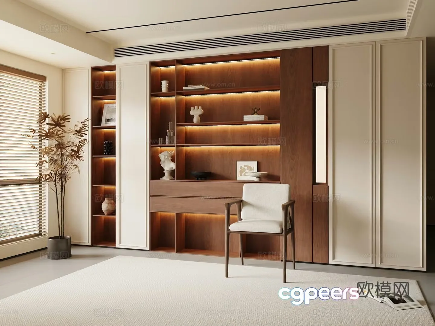 3D model of medieval style bookcase