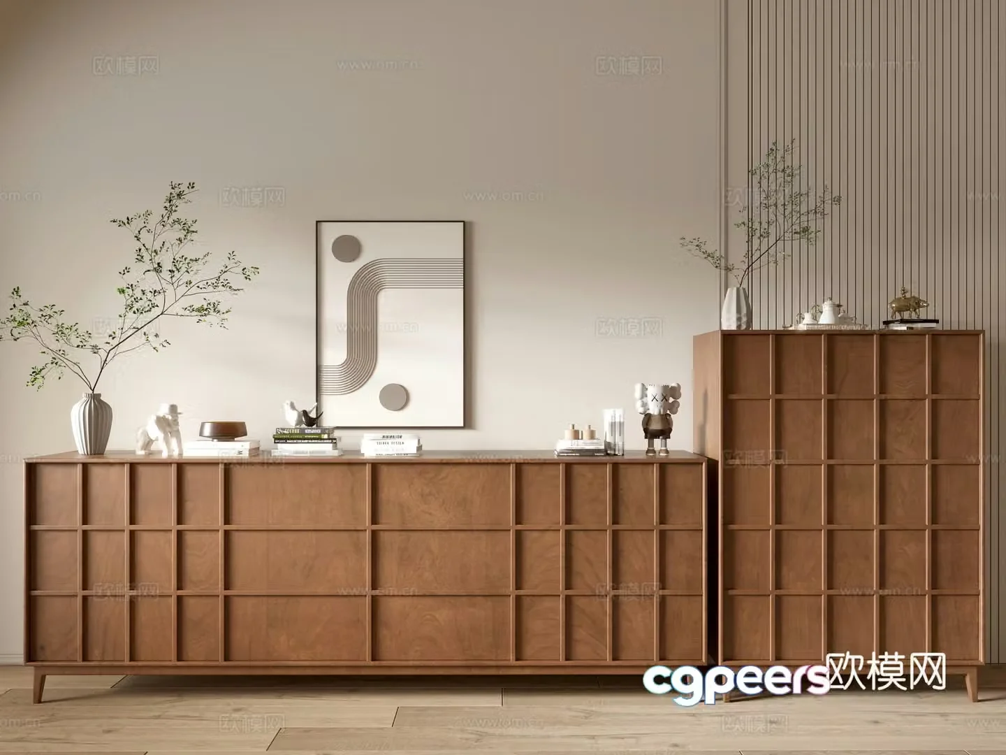 Modern wood grain cabinet minimalist wind cabinet whole cabinet sideboard cabinet balcony cabinet storage cabinet 3D model