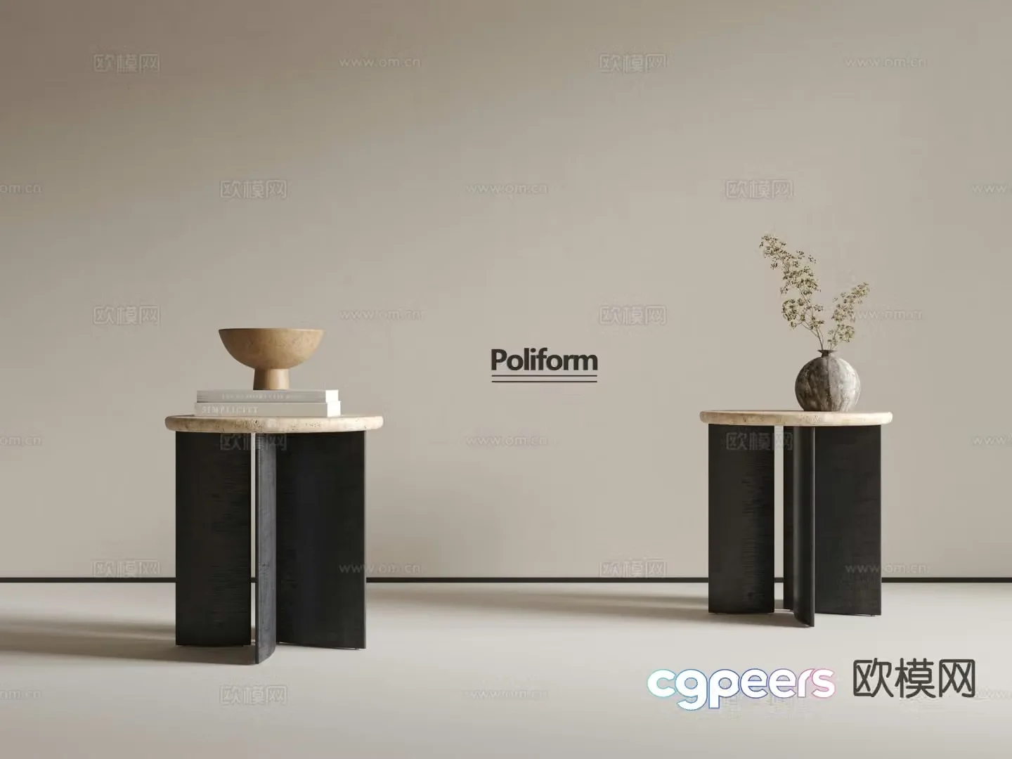 Wabi-sabi wind edge table corner table 3D model
