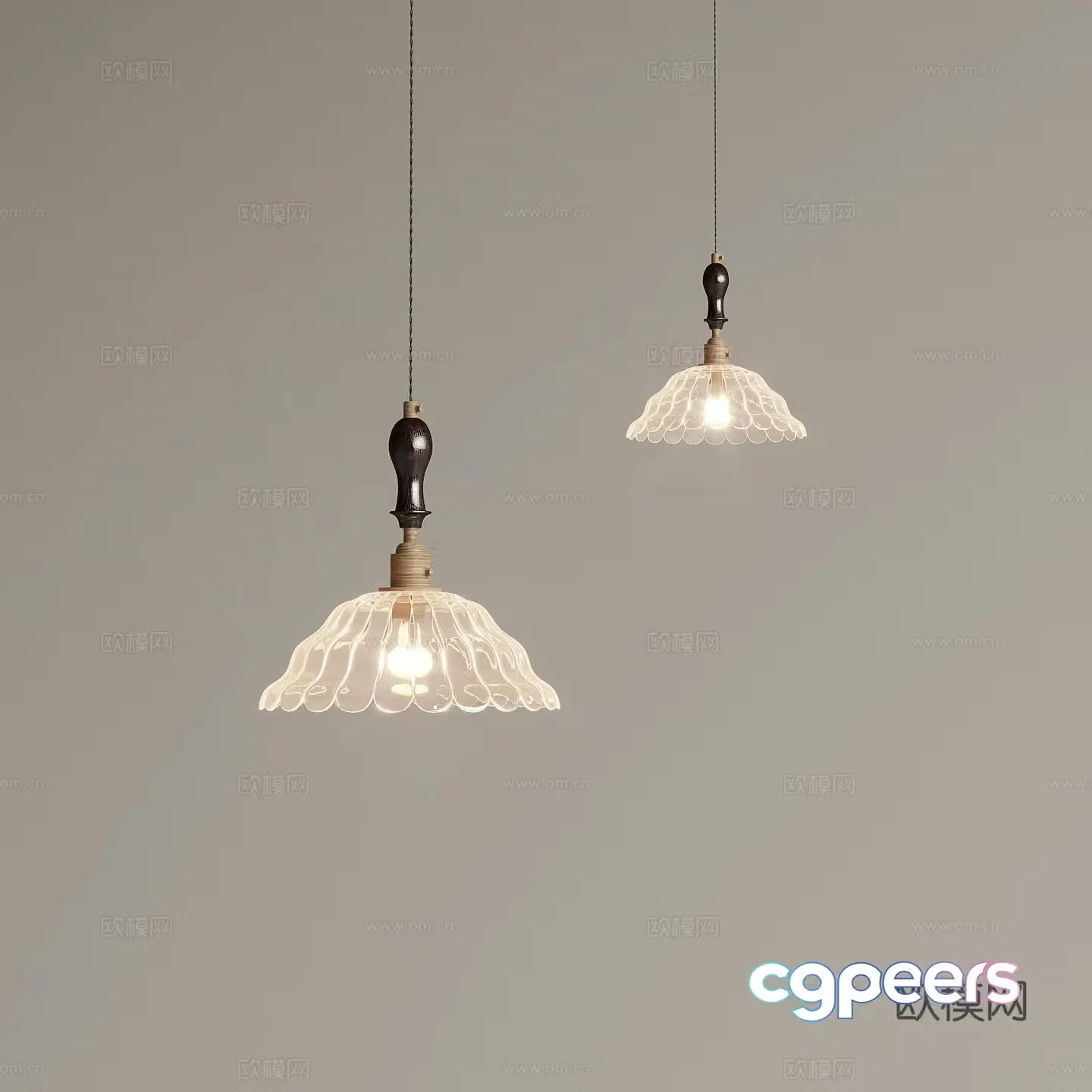 Retro style fishing line chandelier small chandelier 3d model