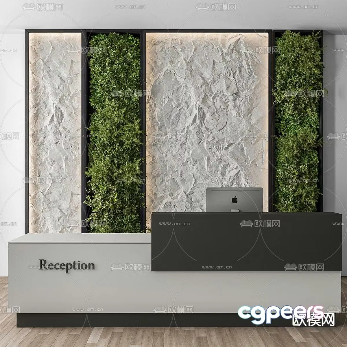 Front desk reception desk service desk 3d model
