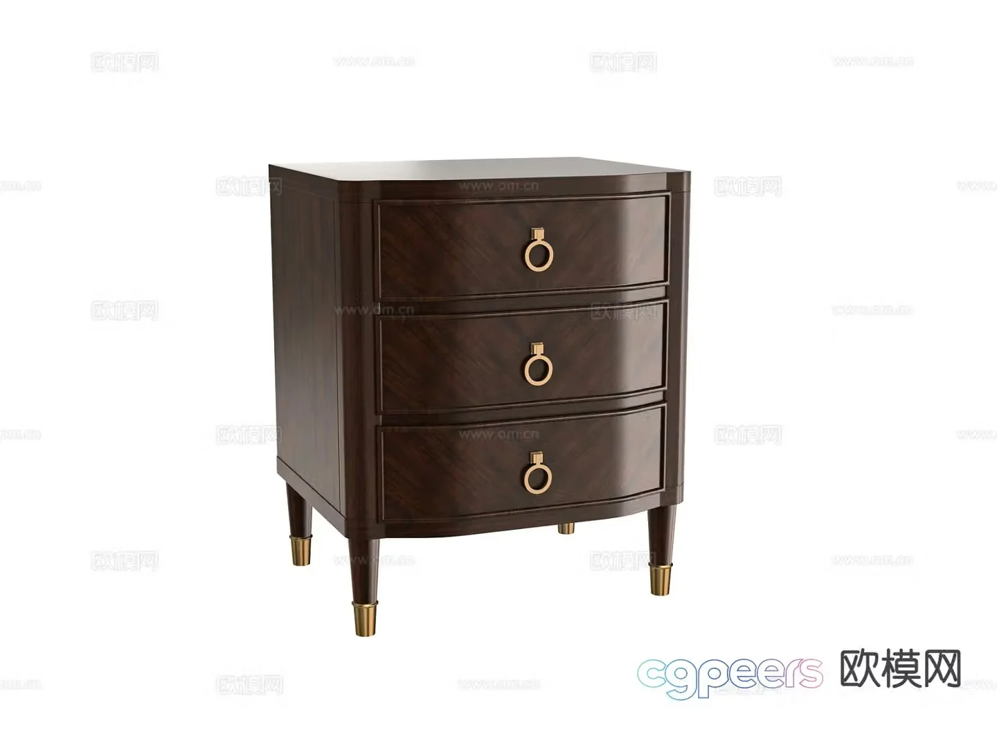 Wooden bedside table 3d model