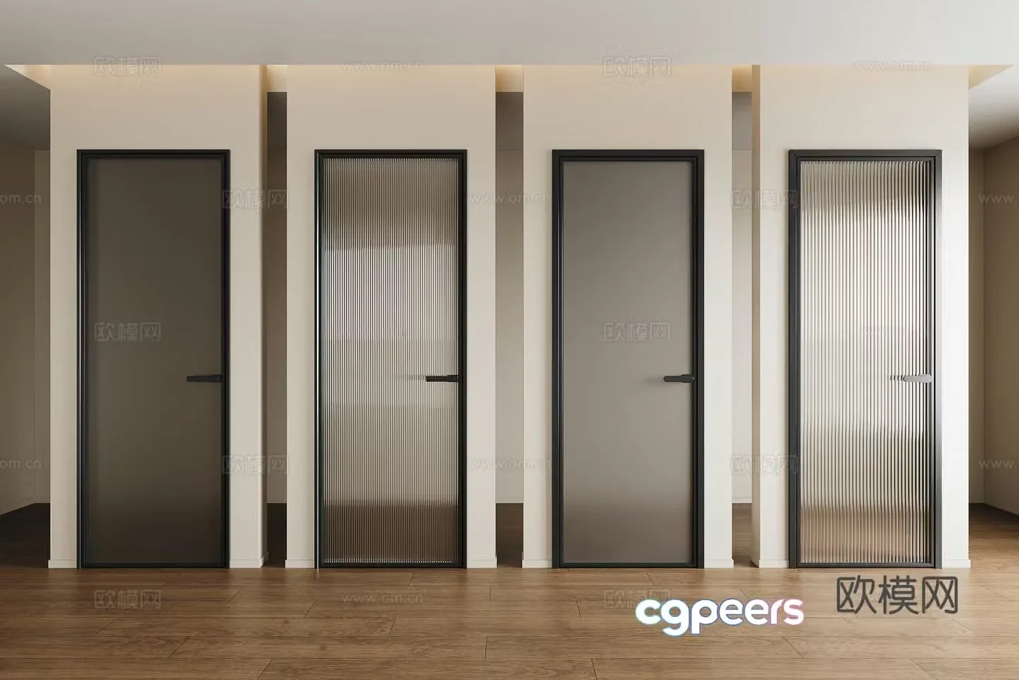 Modern extremely narrow frame single-open glass door Changhong glass door Gray sand glass door Frosted glass door 3d model