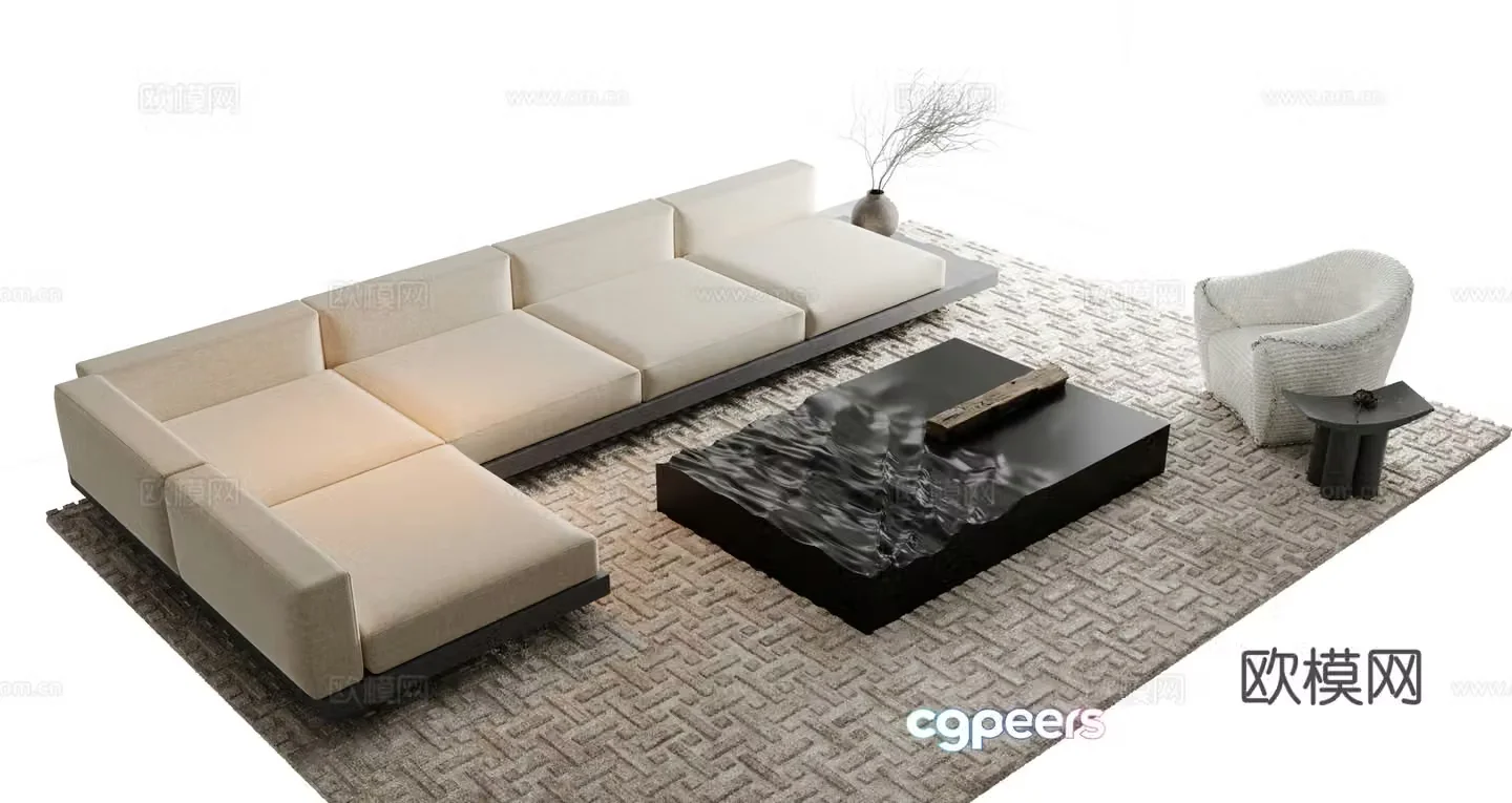 Modern sofa coffee table 3d model