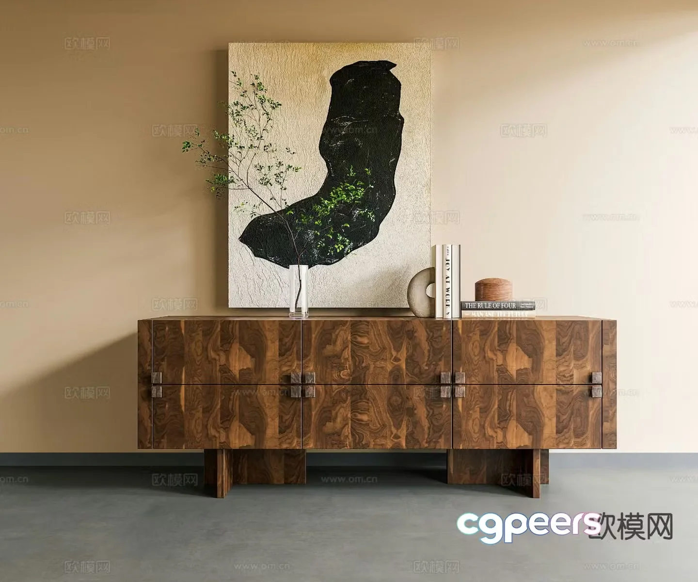 Wabi-sabi entrance cabinet 3d model