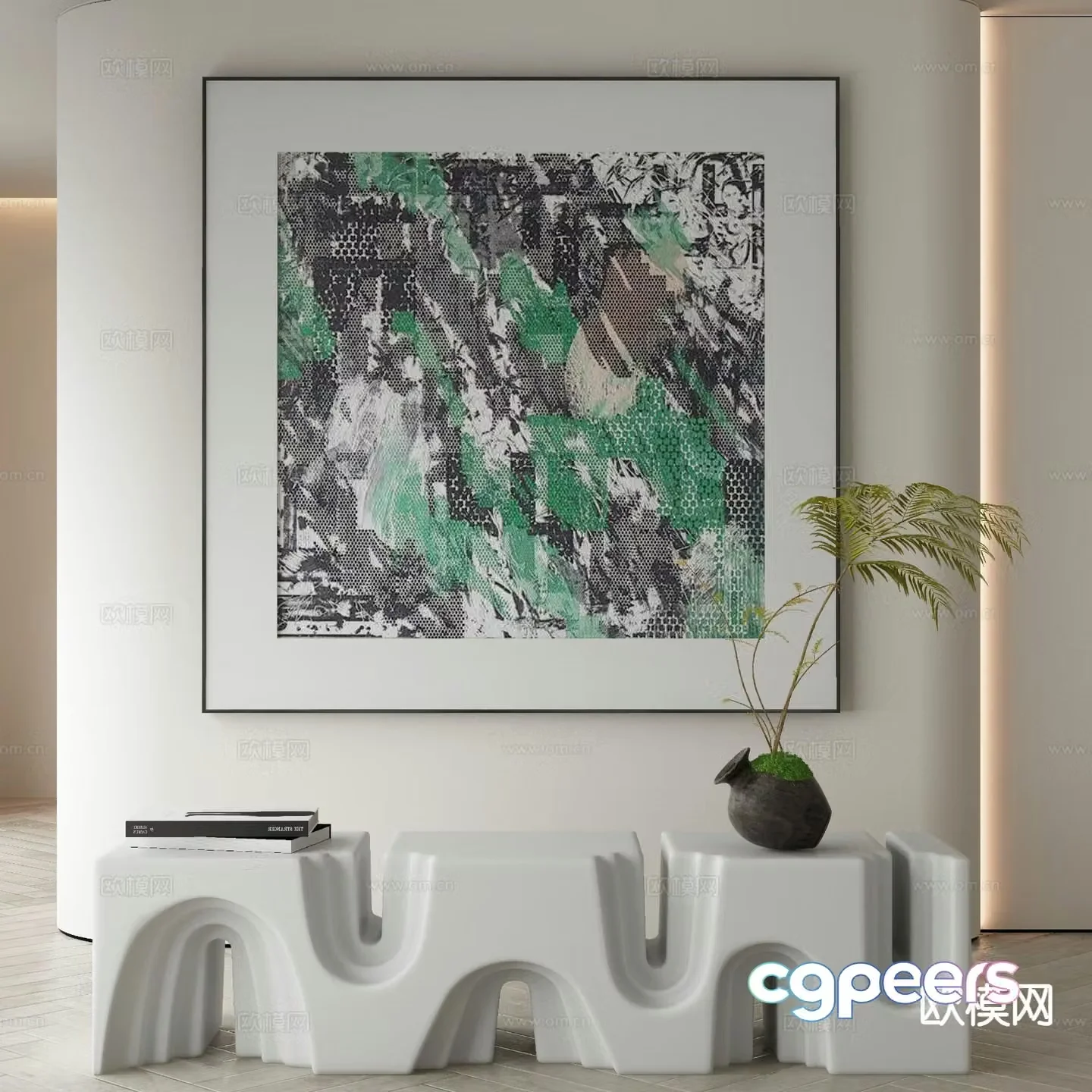 Modern decorative painting abstract geometric painting 3d model