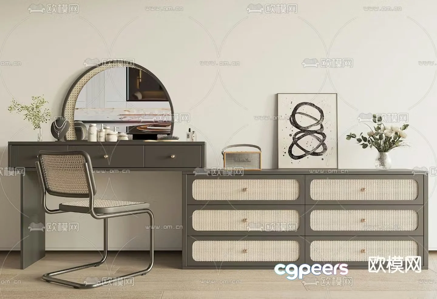 Modern dressing table makeup table 3d model