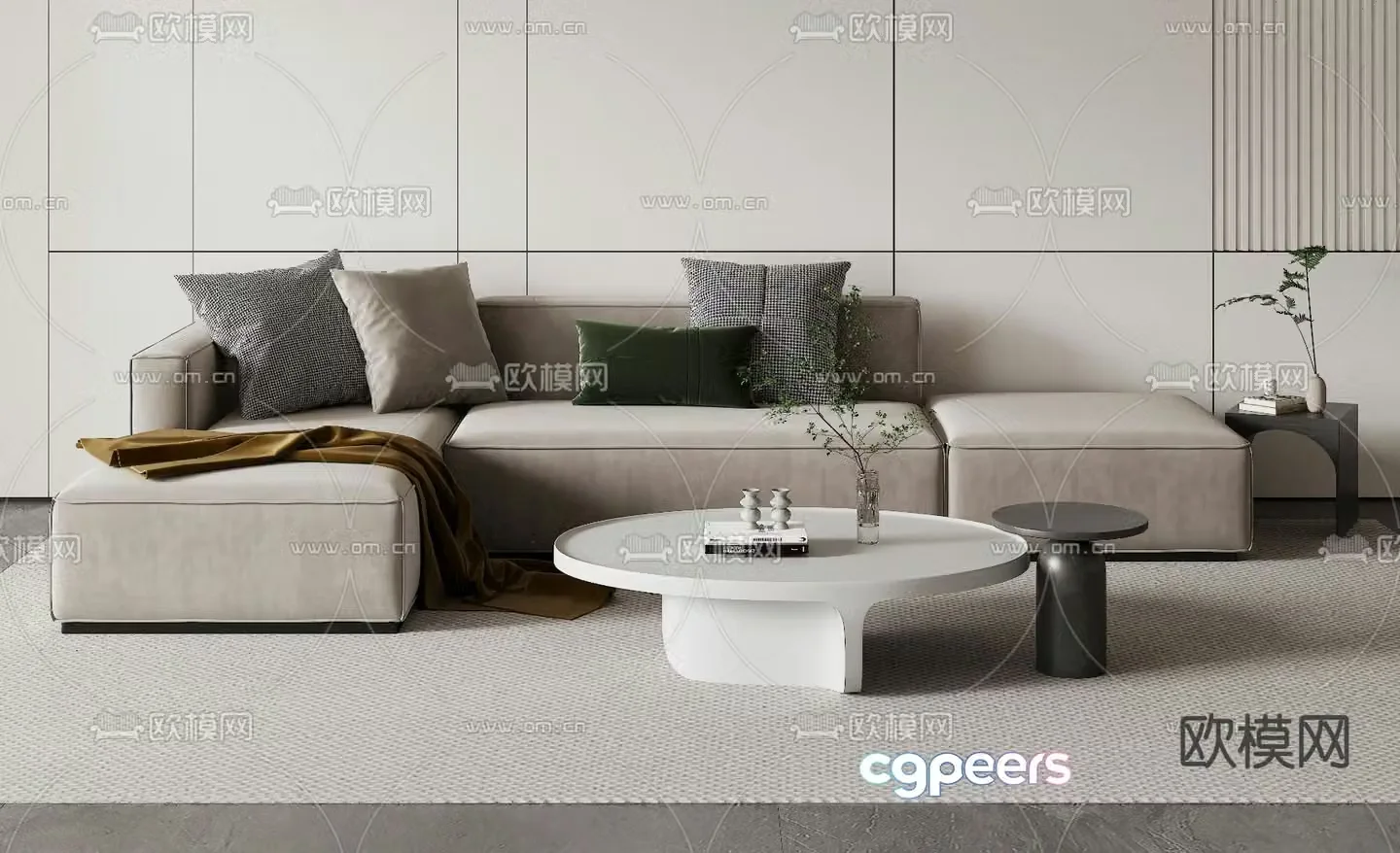 Modern corner sofa multi-person sofa 3d model