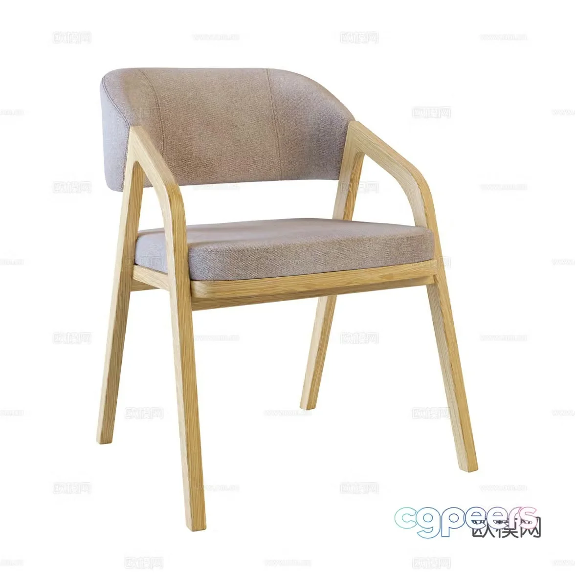 New Chinese style log single chair 3D model