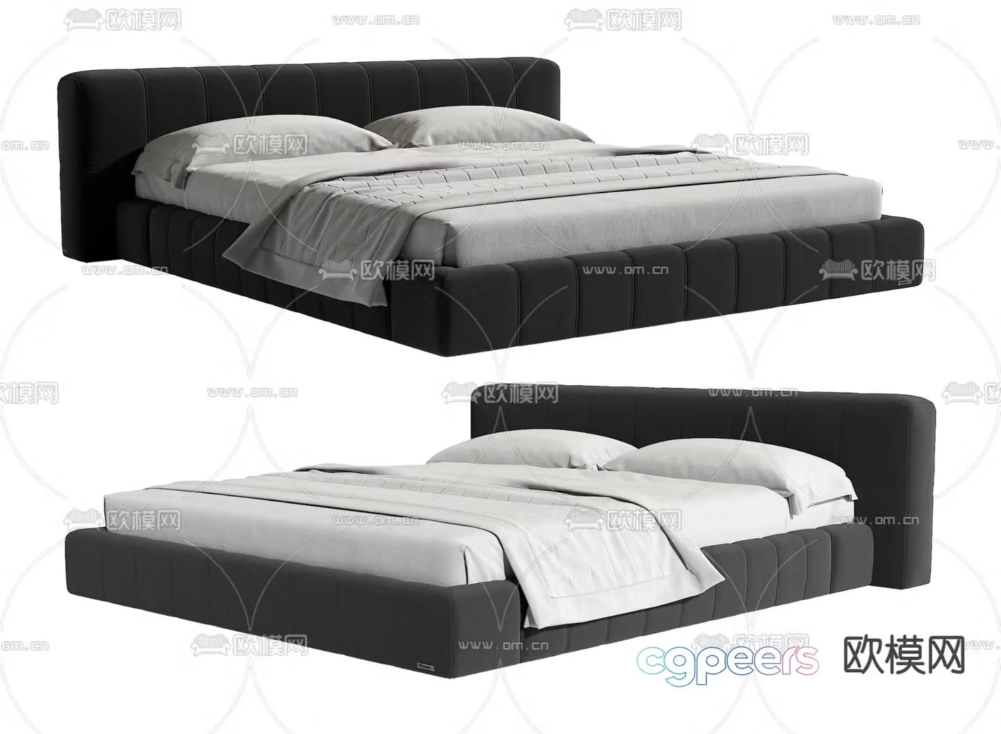 Modern double bed 3d model