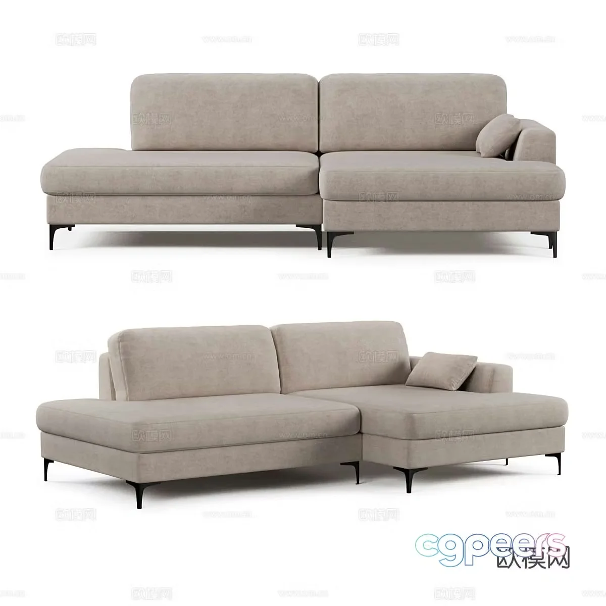 Modern minimalist sofa double sofa 3d model