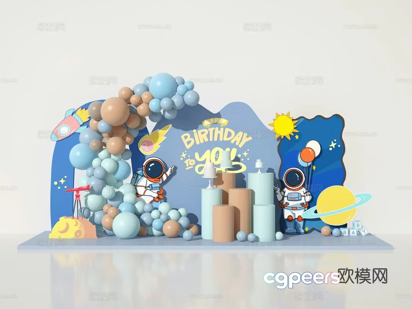 Balloon art cartoon art astronaut check-in point 3D model
