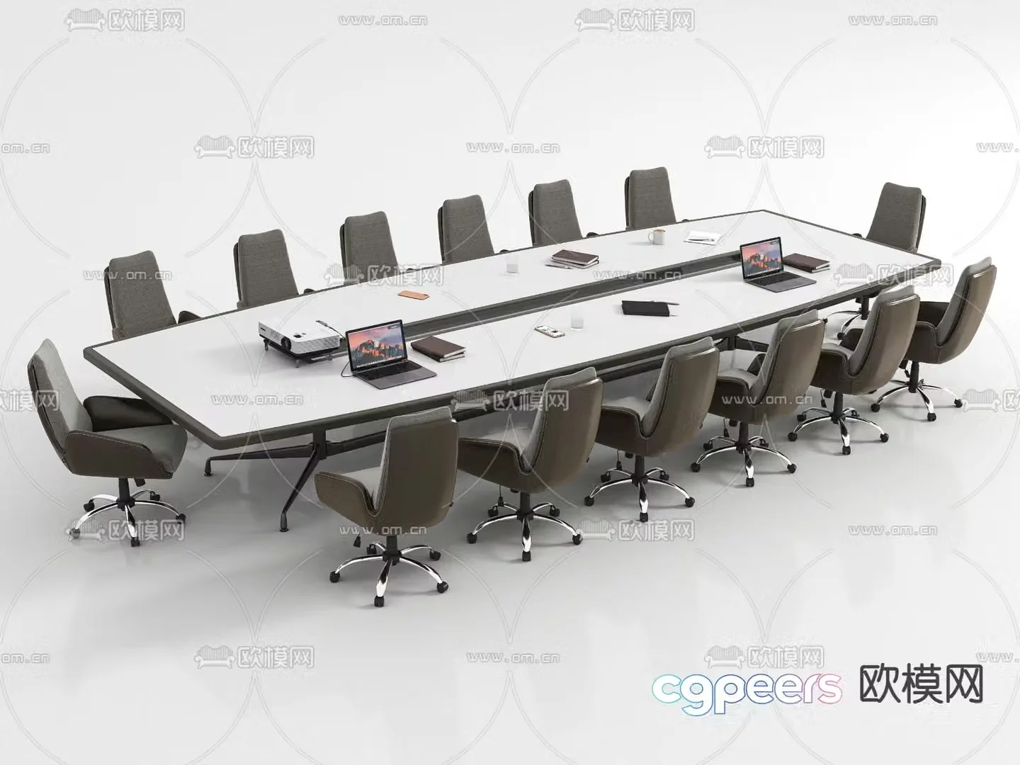 Conference table and chair combination 3d model