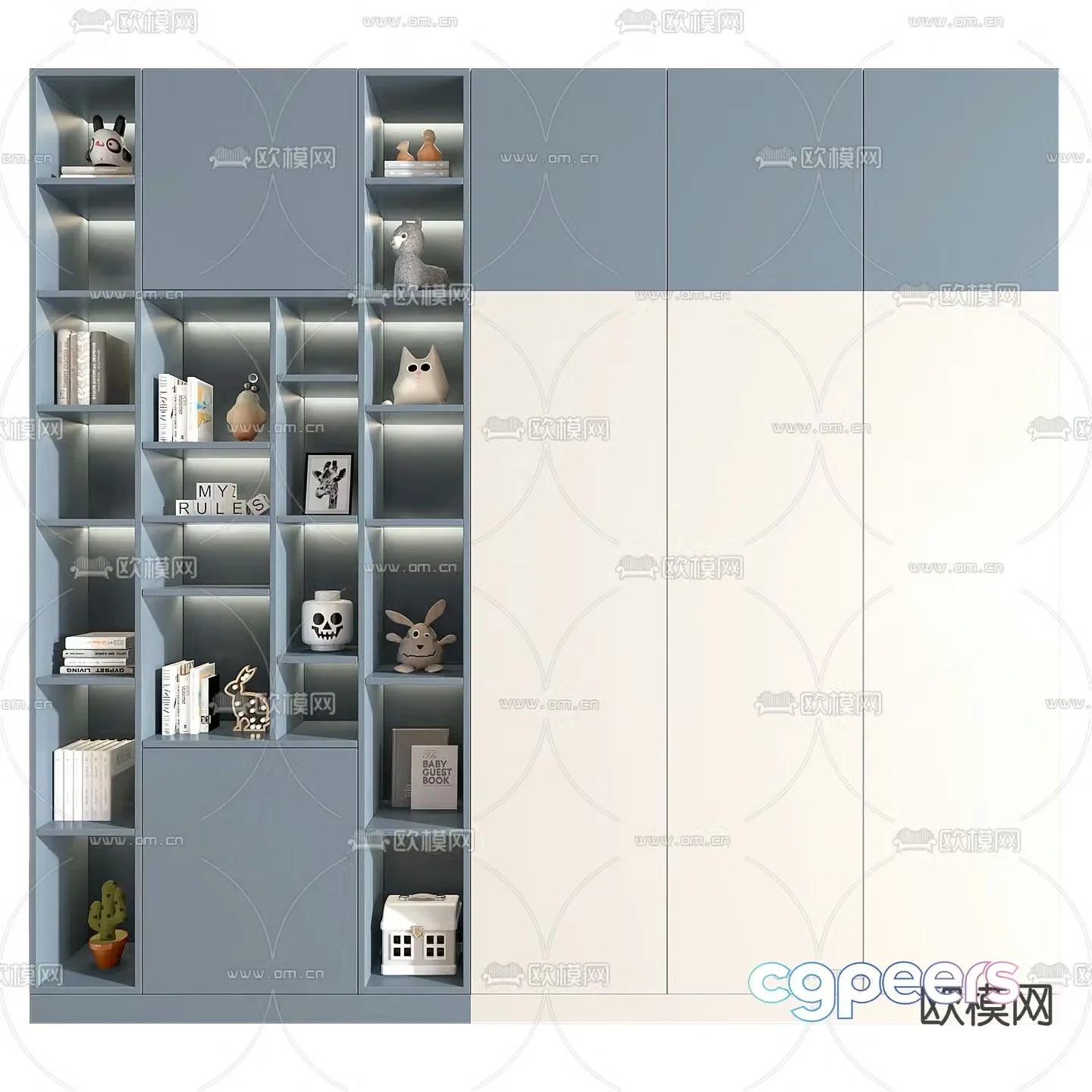Children’s bookcase storage cabinet 3d model