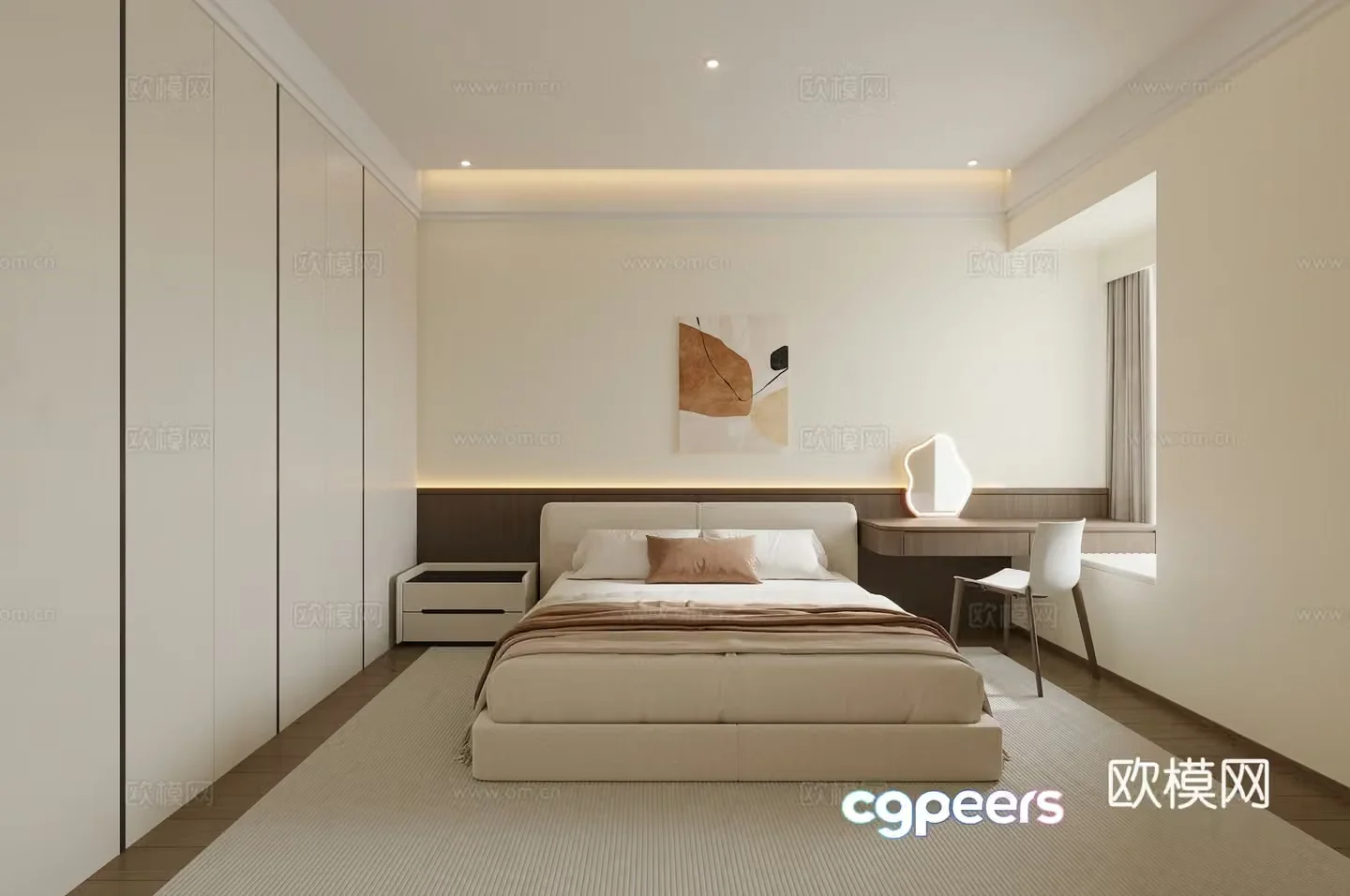 Modern simple home bedroom Modern simple bedroom Elderly room Balcony washing machine cabinet Elderly room 3D model