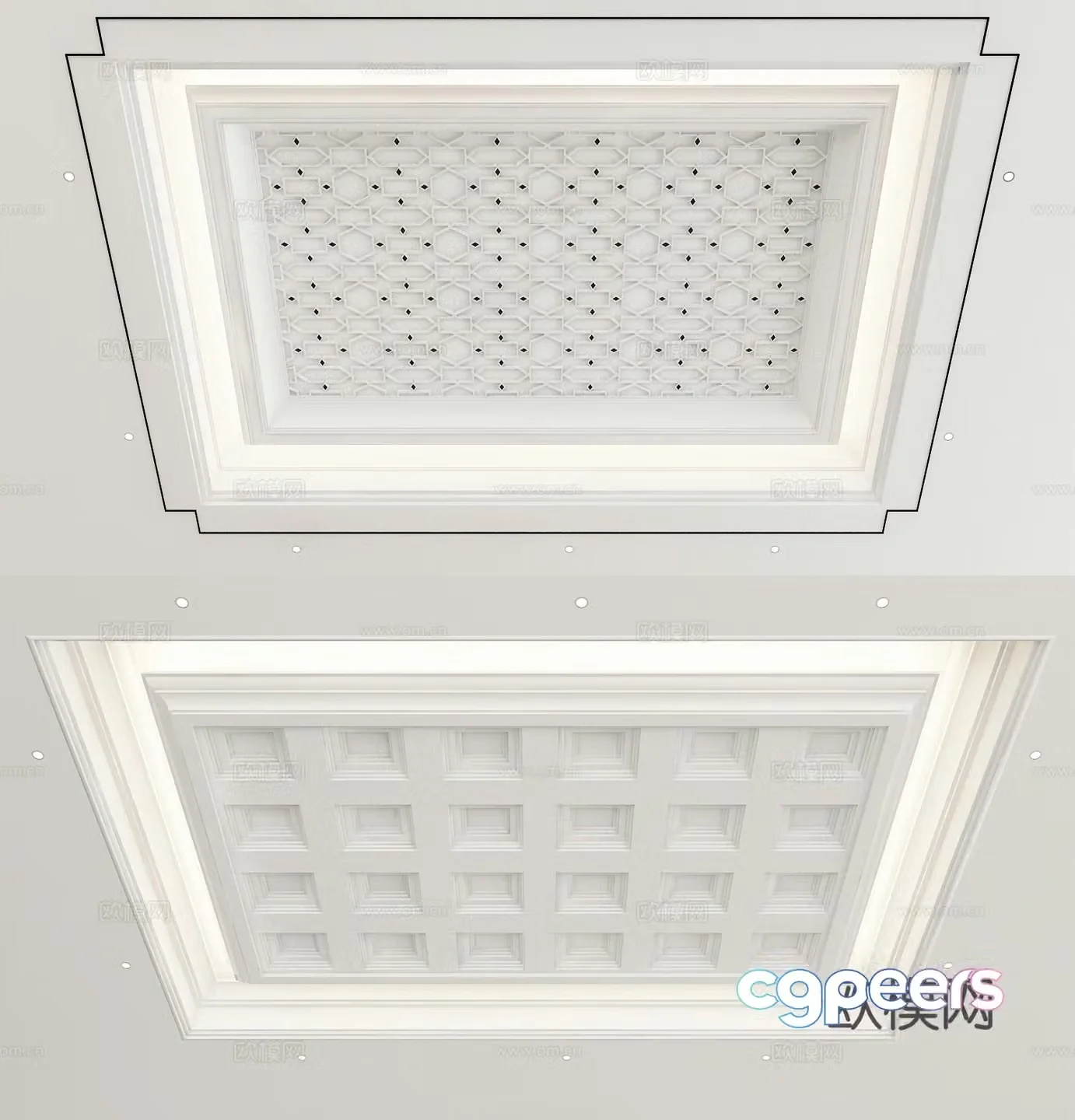 European geometric ceiling 3D model