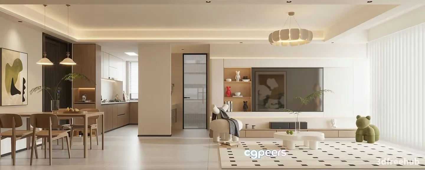 Modern Living Room 3D Model – 21238 – VRAY Render