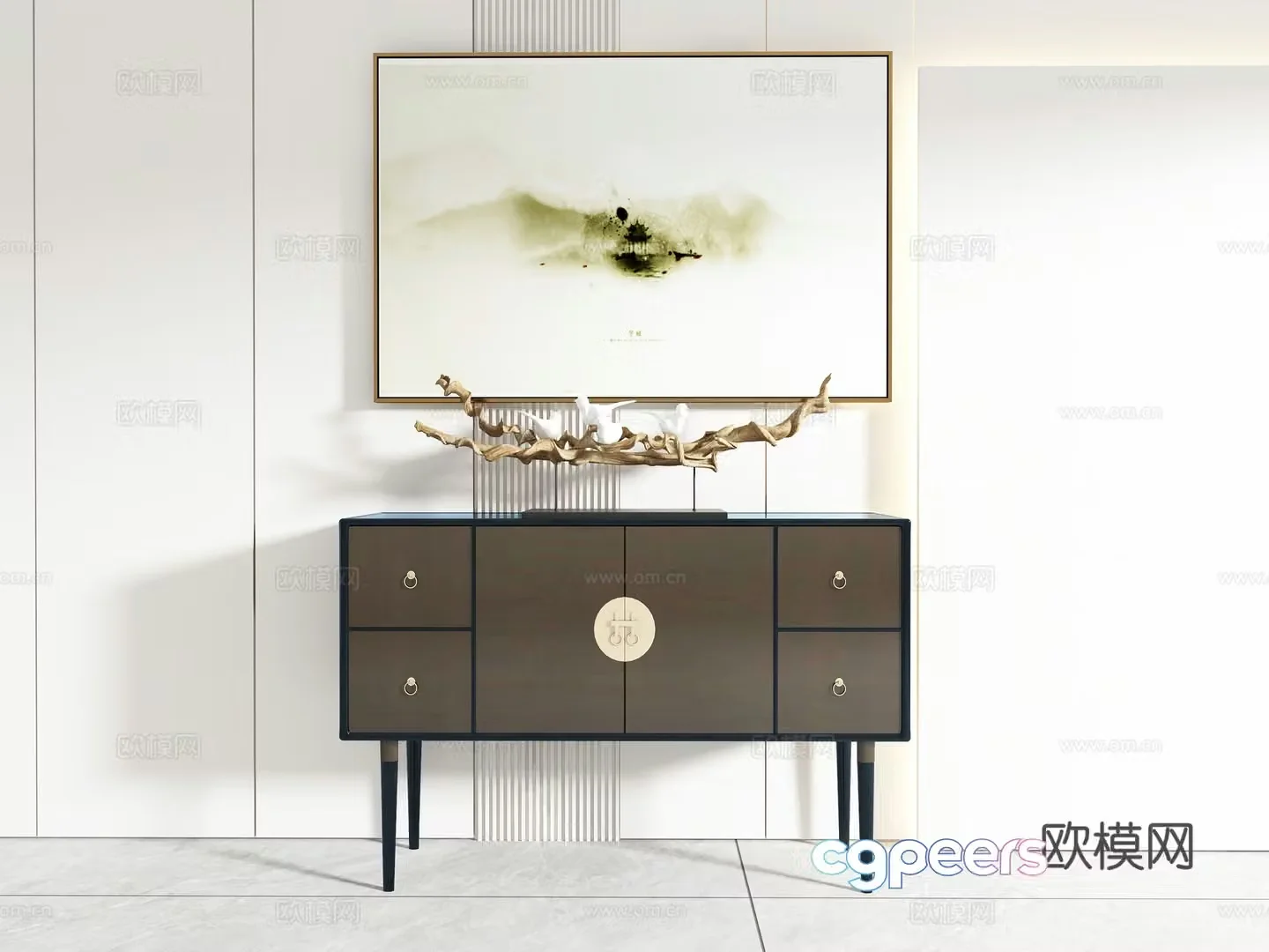 Chinese side cabinet entrance cabinet 3D model