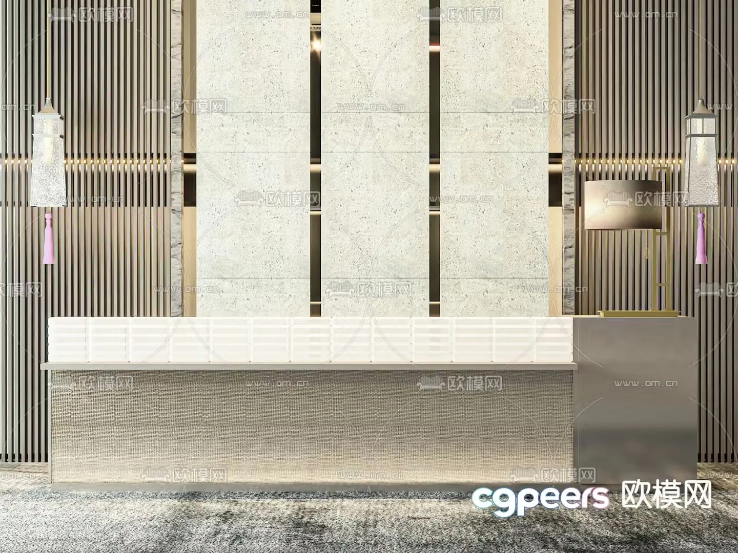 Modern front desk reception desk service desk 3d model