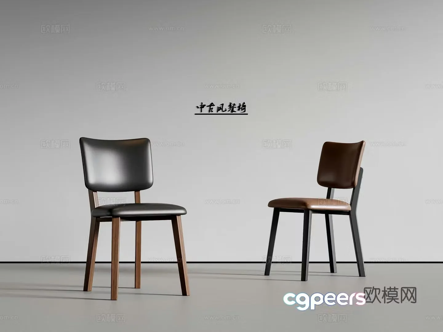 Medium style dining chair single chair 3d model