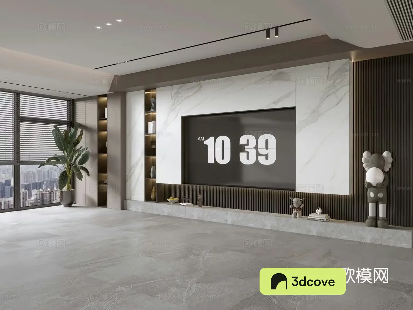 Modern Italian living room light luxury TV background wall full wall TV cabinet