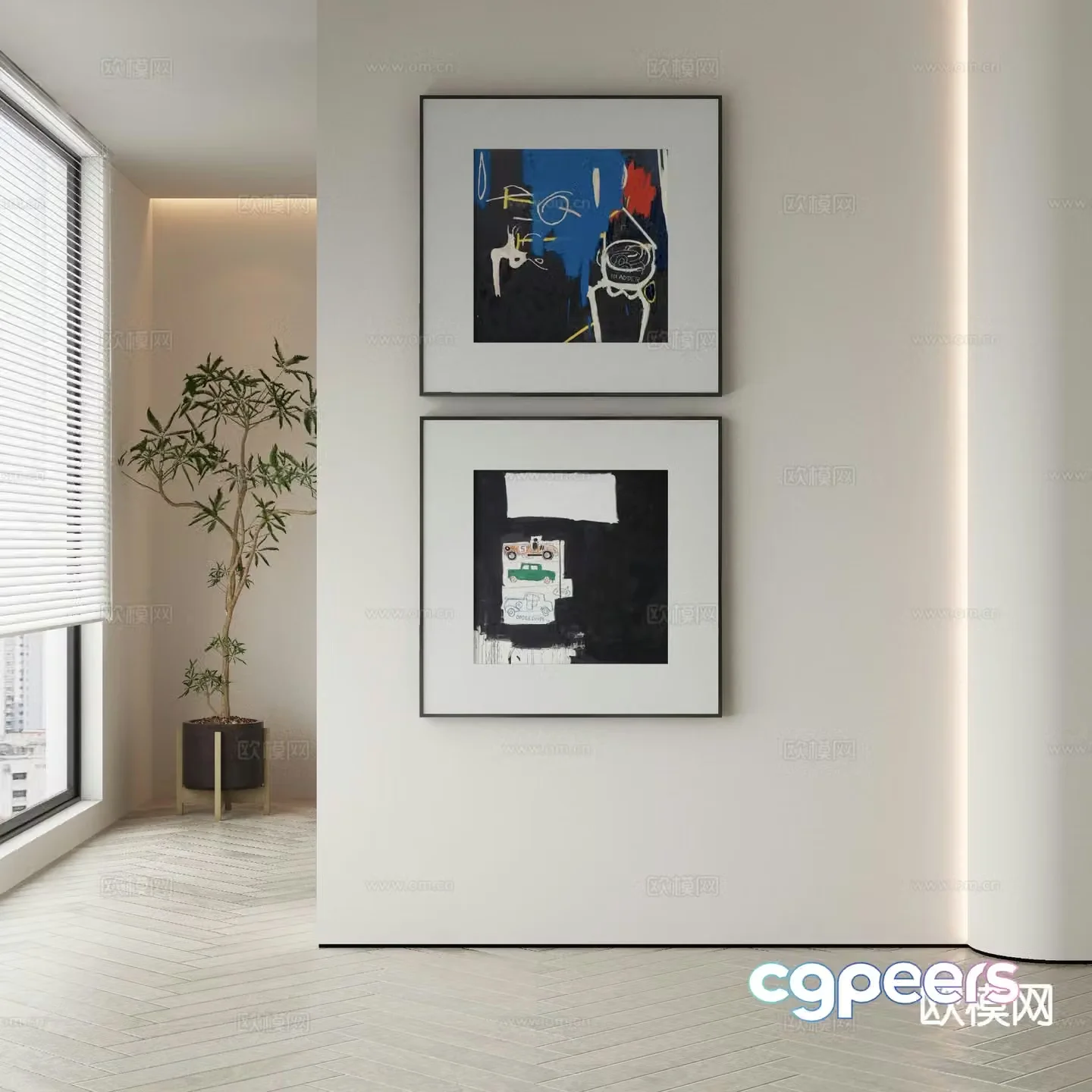 Modern art painting texture painting decorative painting 3d model