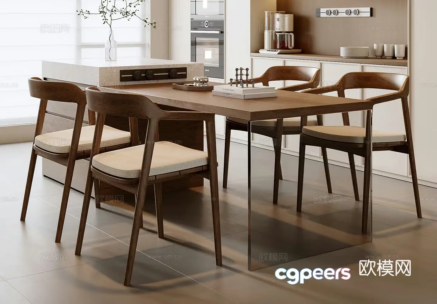 New Chinese dining table and chair combination 3D model