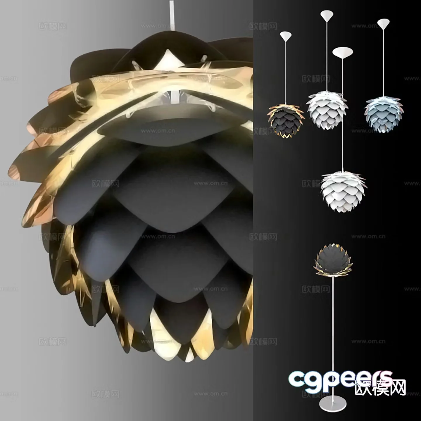 Modern art chandelier petal chandelier 3d model