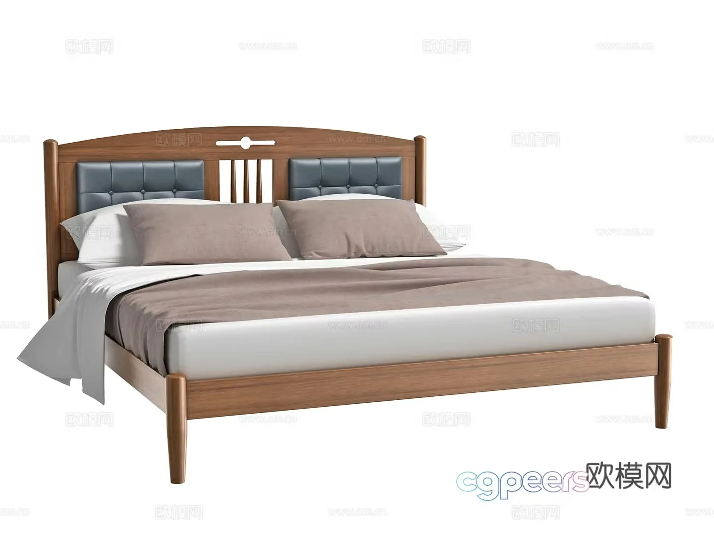American double bed 3d model