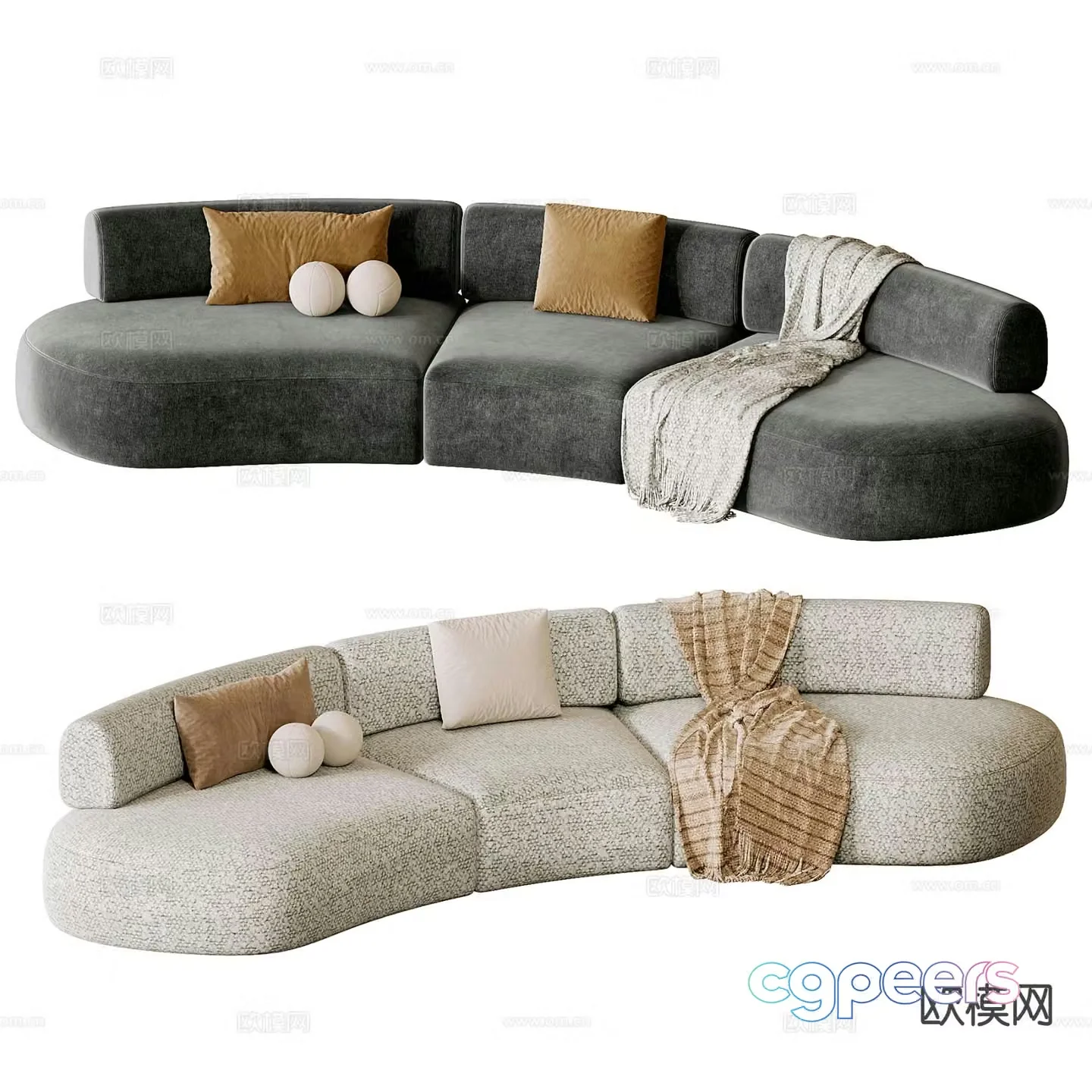 moroso curved sofa multi-person sofa 3d model