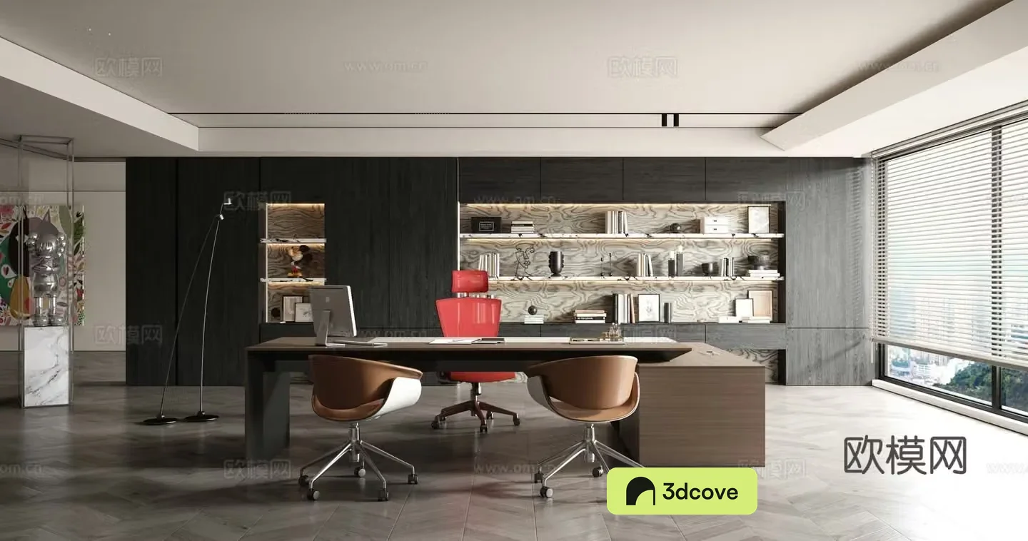 Modern black and white manager office Chairman office