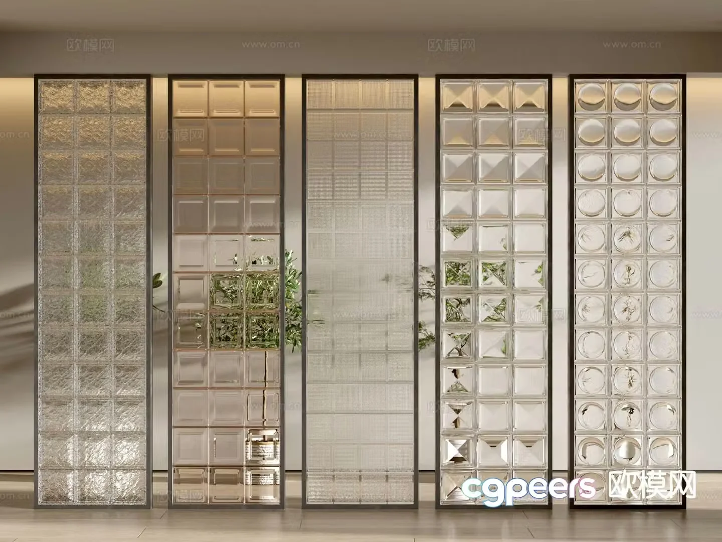 Art glass partition glass brick entrance glass partition 3d model