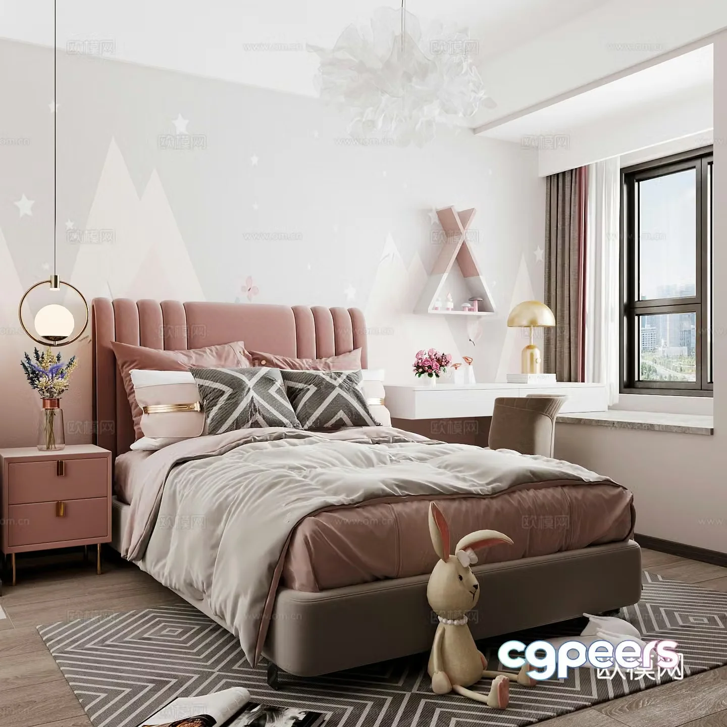 Modern children’s room girl’s room 3d model