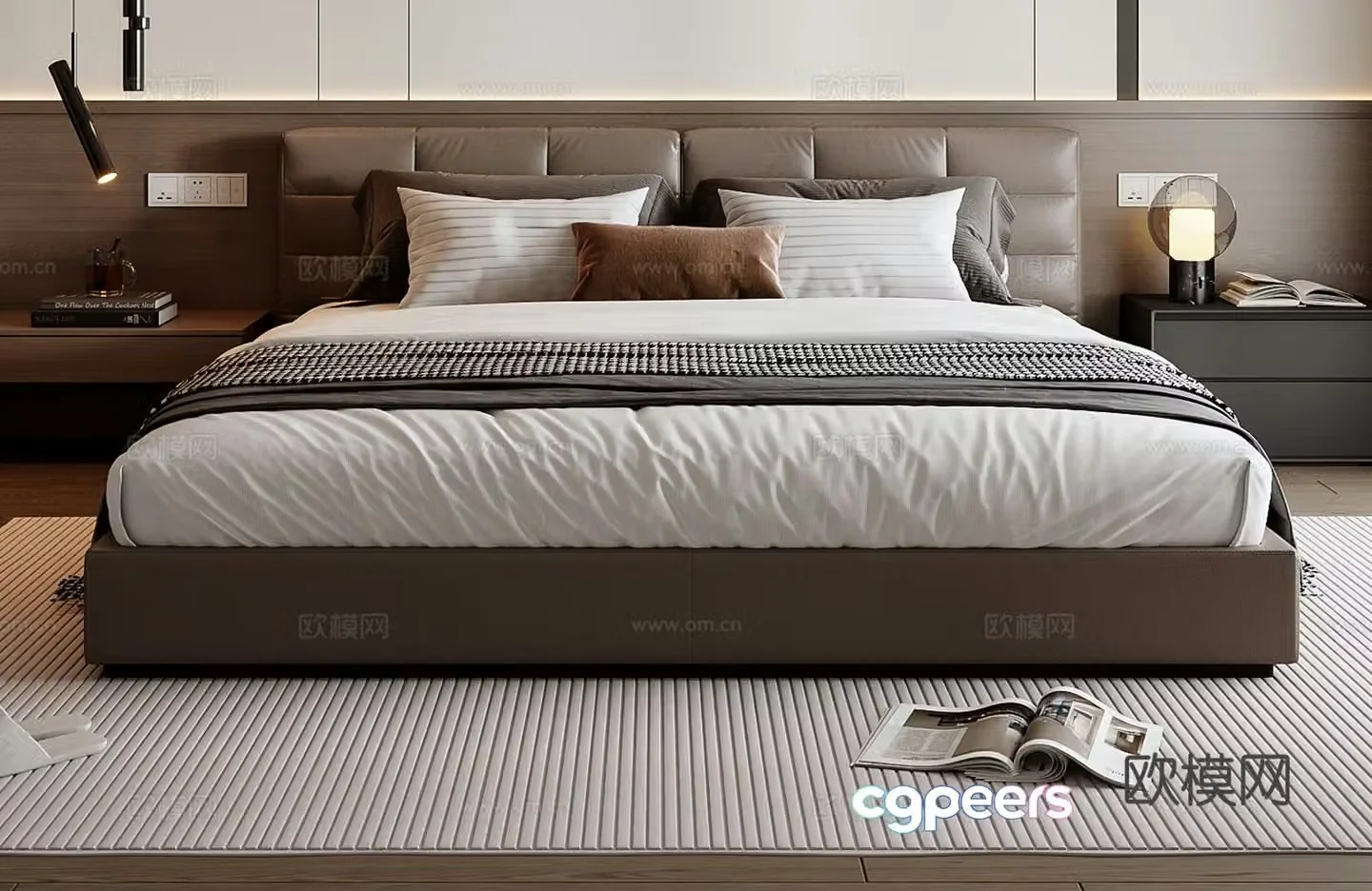 Italian double bed 3d model