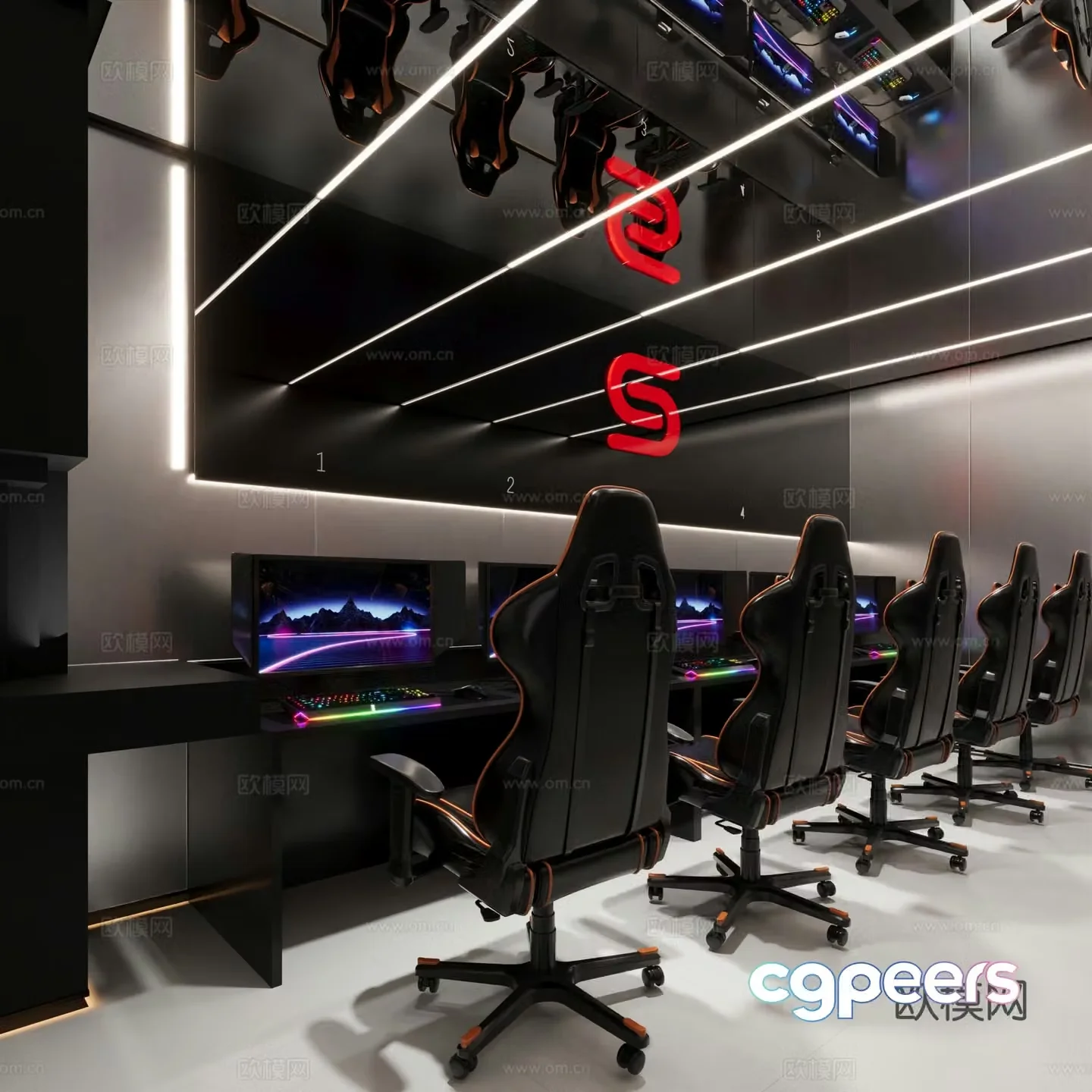 Internet cafe multi-person room E-sports Internet cafe 3D model