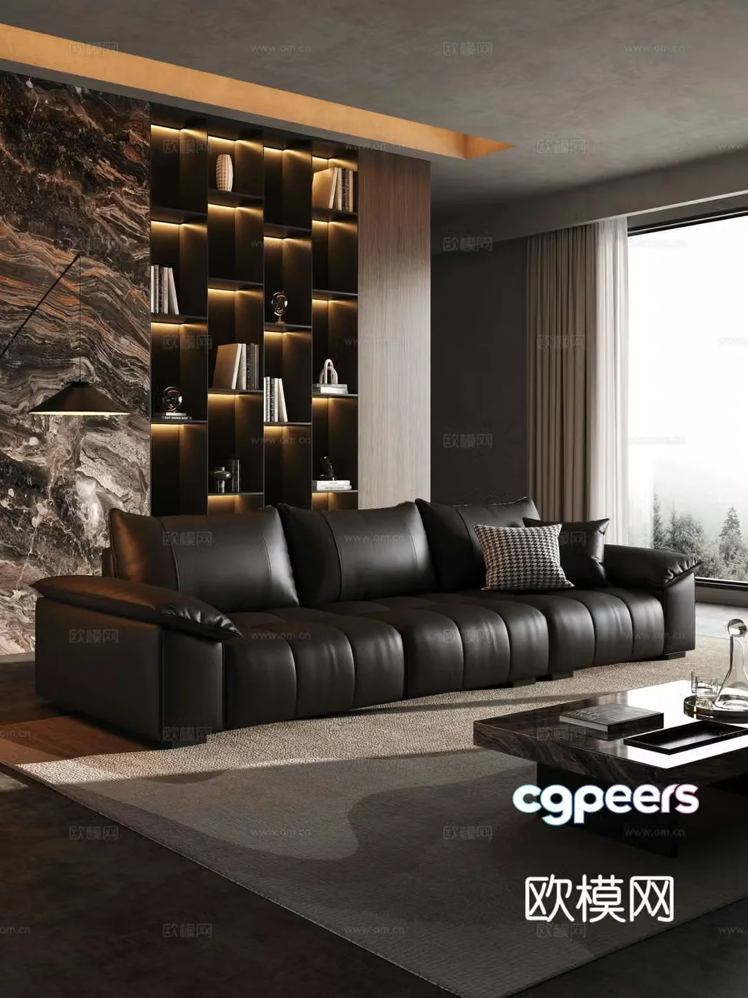 Italian minimalist sofa coffee table combination 3D model