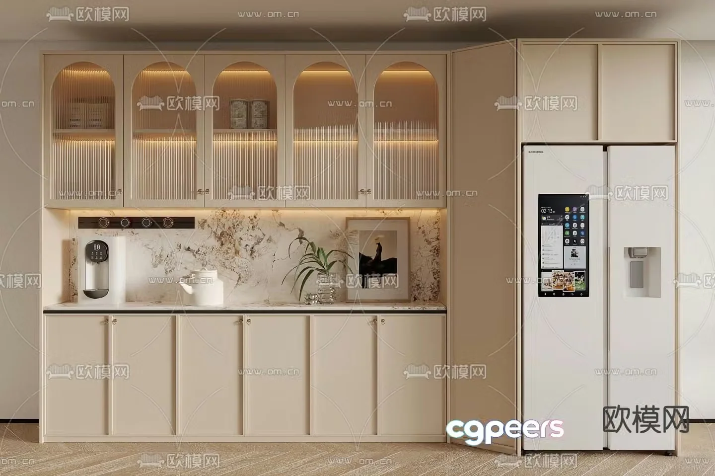 Cream style sideboard 3d model