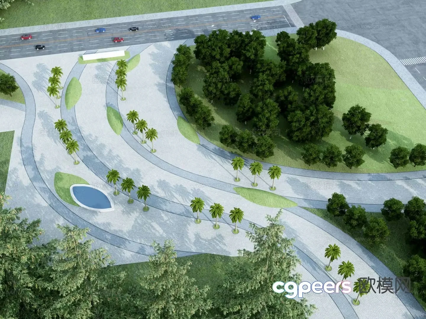 Park landscape square landscape 3d model