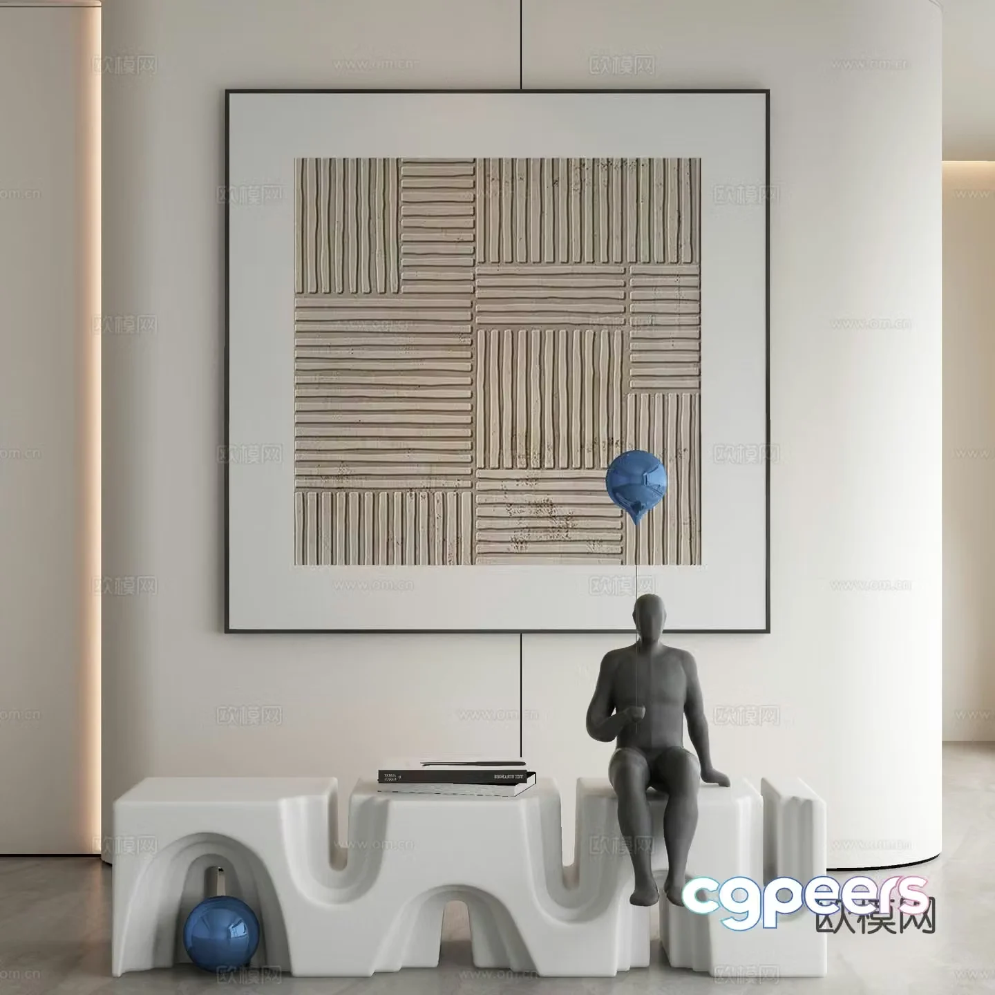Modern texture painting decorative painting 3d model