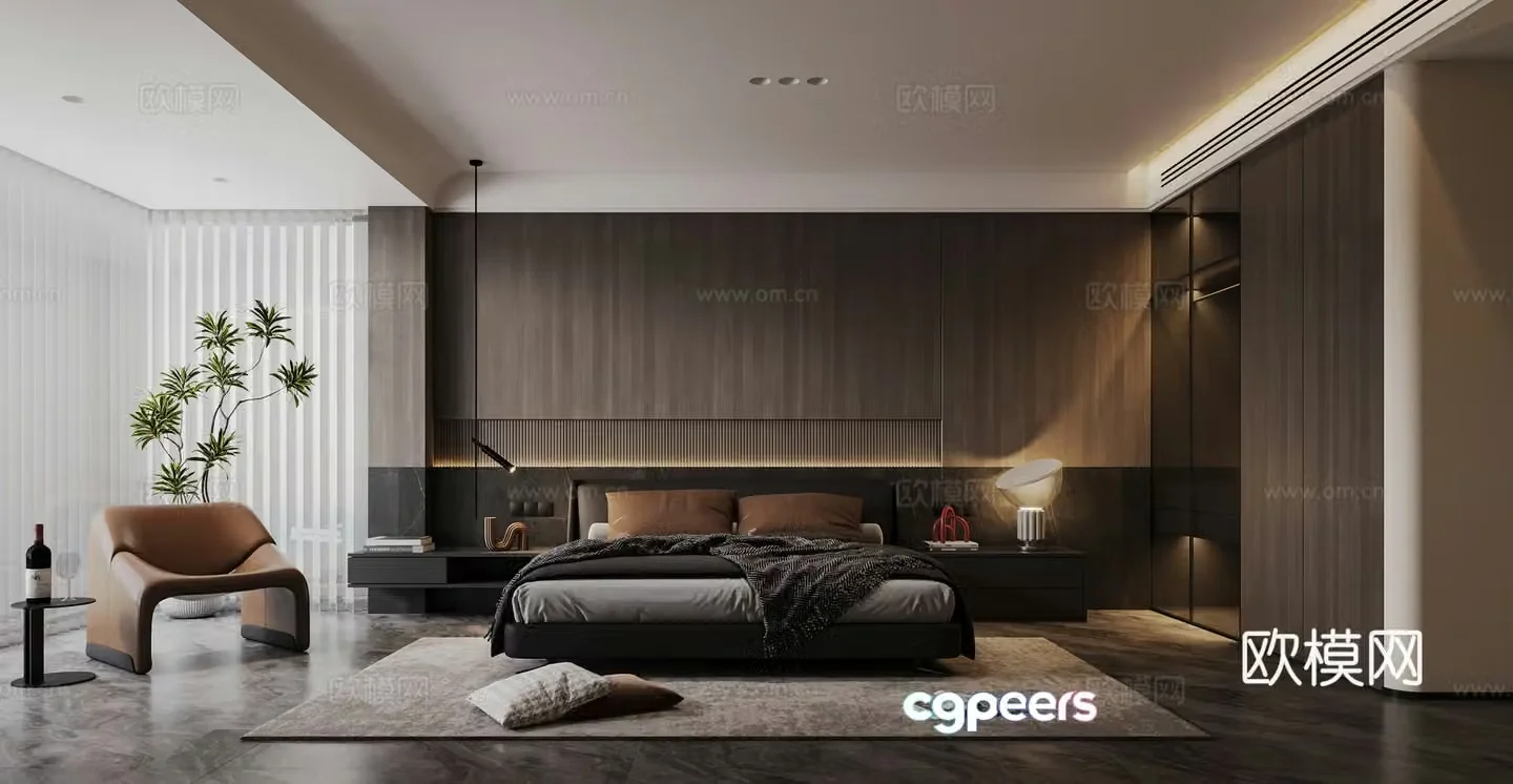 Modern light luxury bedroom 3d model