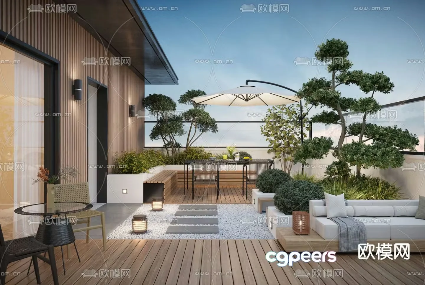 Terrace Balcony Roof Garden 3d model
