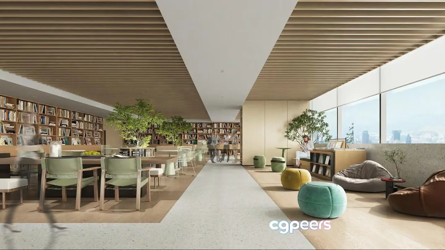 Modern Library Interior 3D Model – 2056 – CORONA Render
