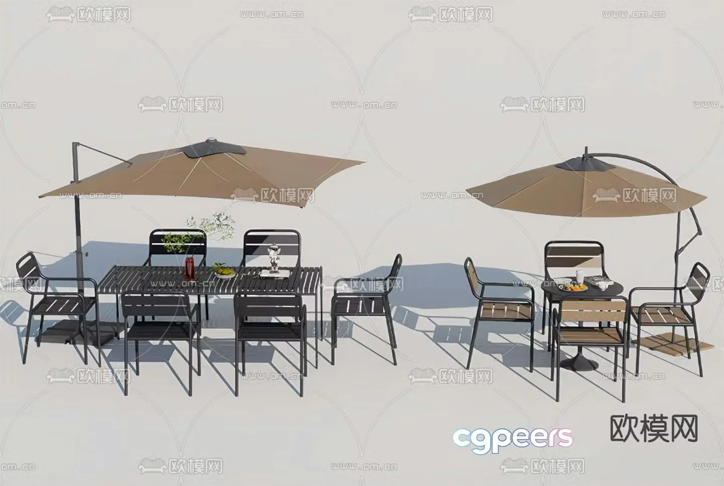 Outdoor table and chairs 3d model